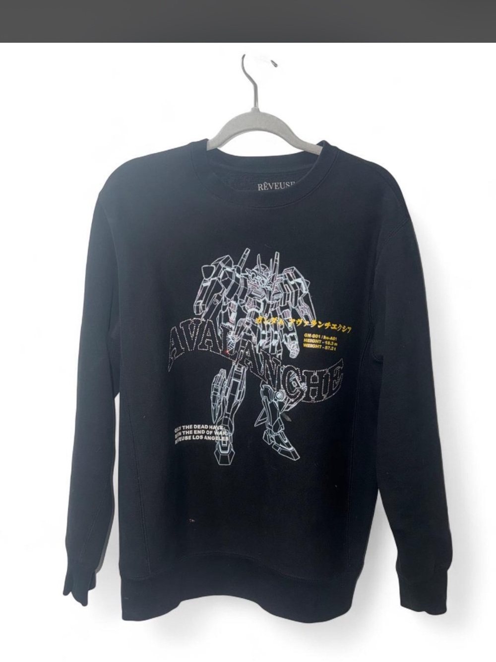 Black 'Avalanche' Graphic Crewneck Sweater
